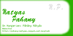 matyas pahany business card