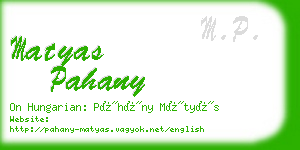 matyas pahany business card